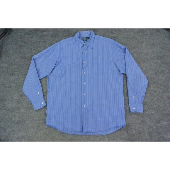 Polo Ralph Lauren Shirt Mens Large‎ Blue Stripe Merrin - Picture 2 of 9